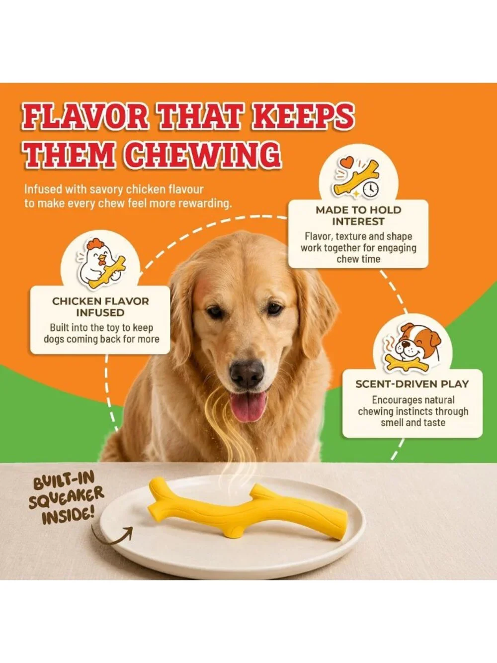 Durable Chicken Flavored Dog Chew Toy for Aggressive Chewers - Perfect for